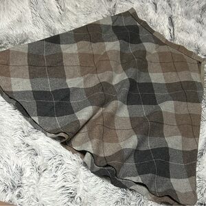 Vintage Plaid A-Line Skirt - Brown and Gray